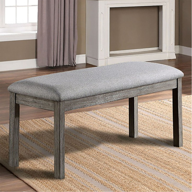 Gray 45-Inch Wood Frame Upholstered Bench
