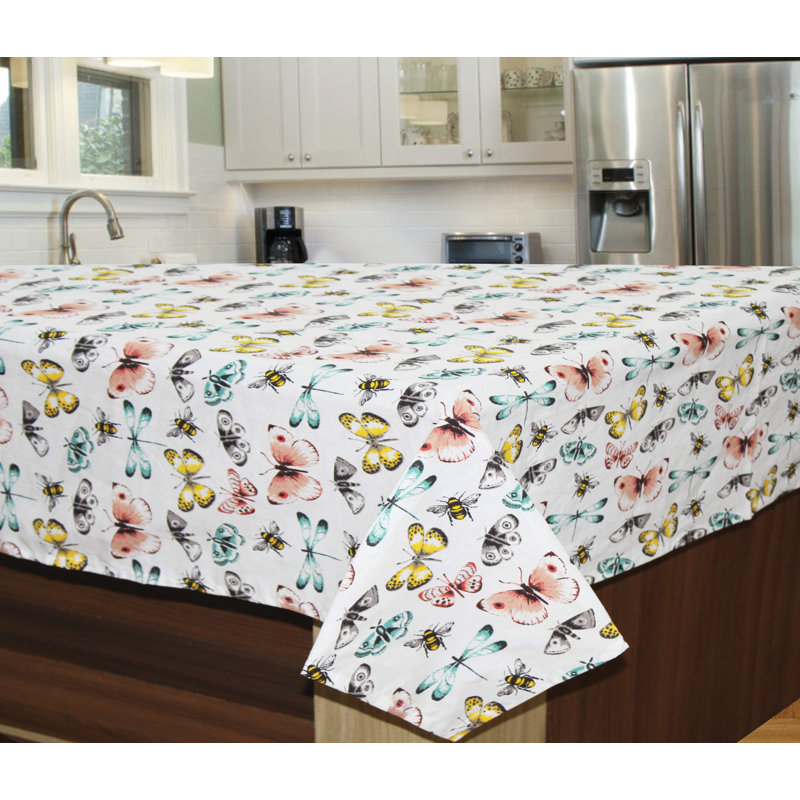 Nappe en coton (ronde 60 po) (papillon)