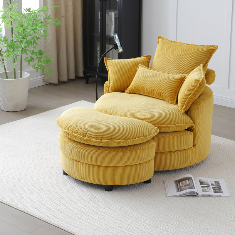 Fauteuil demi-tonneau pivotant 360 ° Modern, Jaune
