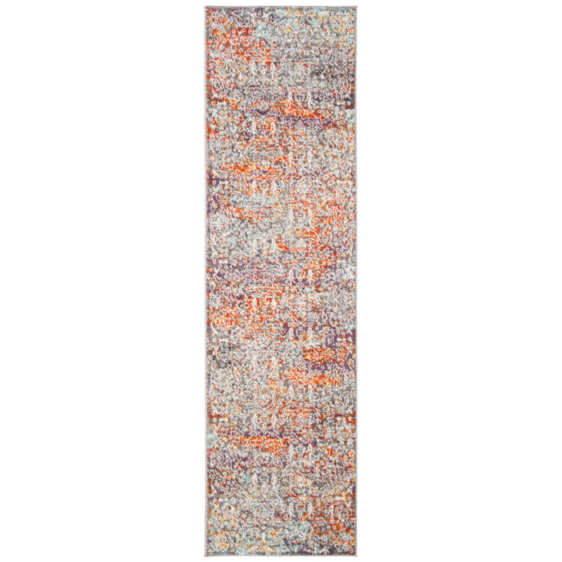 Felty Oriental Light Gray/Light Blue Area Rug, Runner 2'3" x 8'