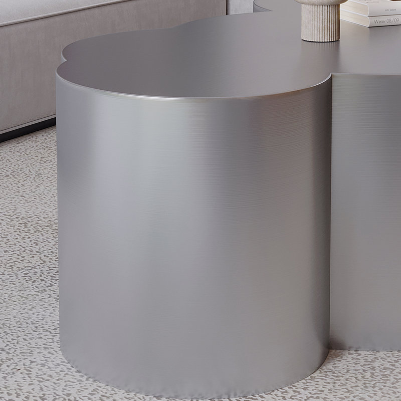 Table basse de 41,3 po en acier inoxydable de luxe pour salon