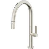 Pull-Down Kitchen Faucet With Button Sprayer - Low Arc Spout