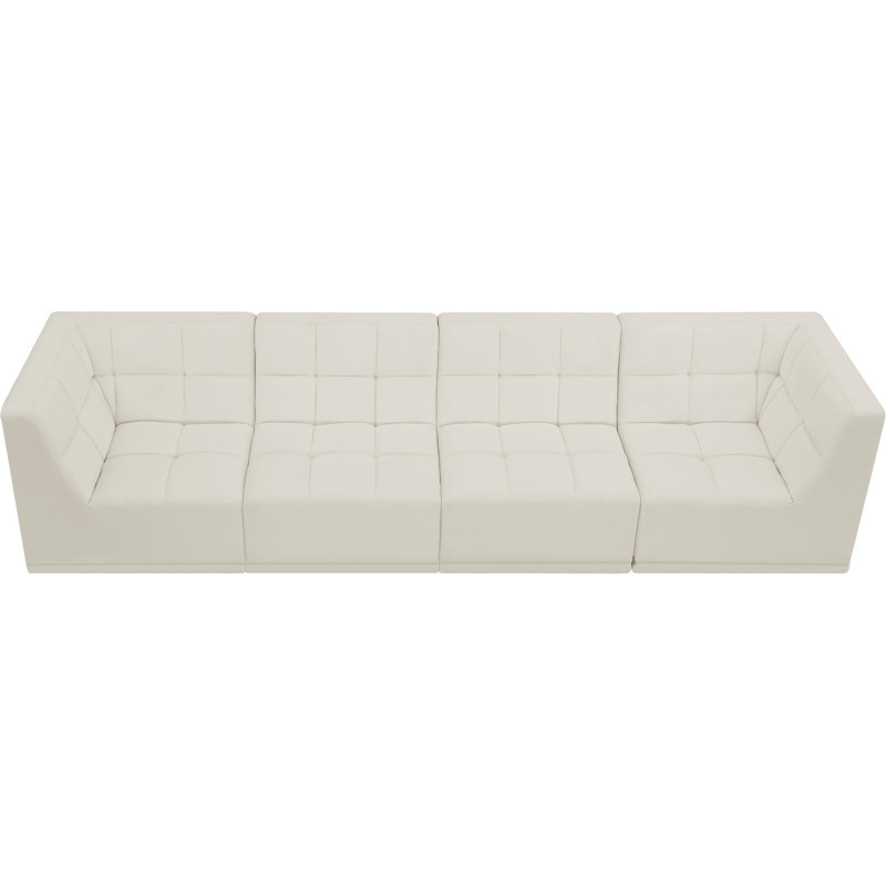 Canapé modulaire en velours 128 po Henar, Velours crème