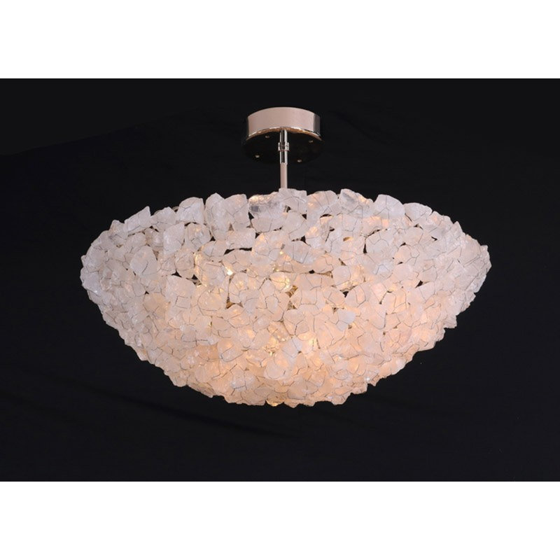 Lustre rond Petra, Chrome poli, H 10 po x l 28 po x P 28 po, Fumée