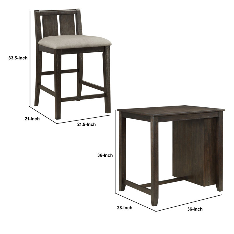 Alonzo 2 - Person Solid Wood Solid Wood Top Four Leg Dining Set
