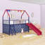 Lit mezzanine simple avec glissade et rideau-419665814