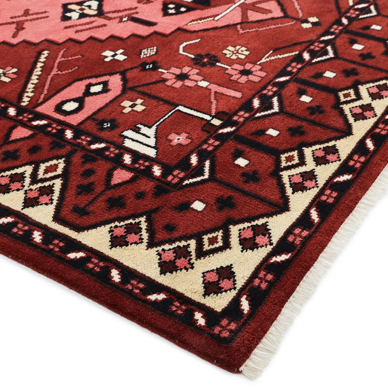 Sahara Oriental Area Rug in Red/Brown/Black/Beige, Rectangle 5' x 8'