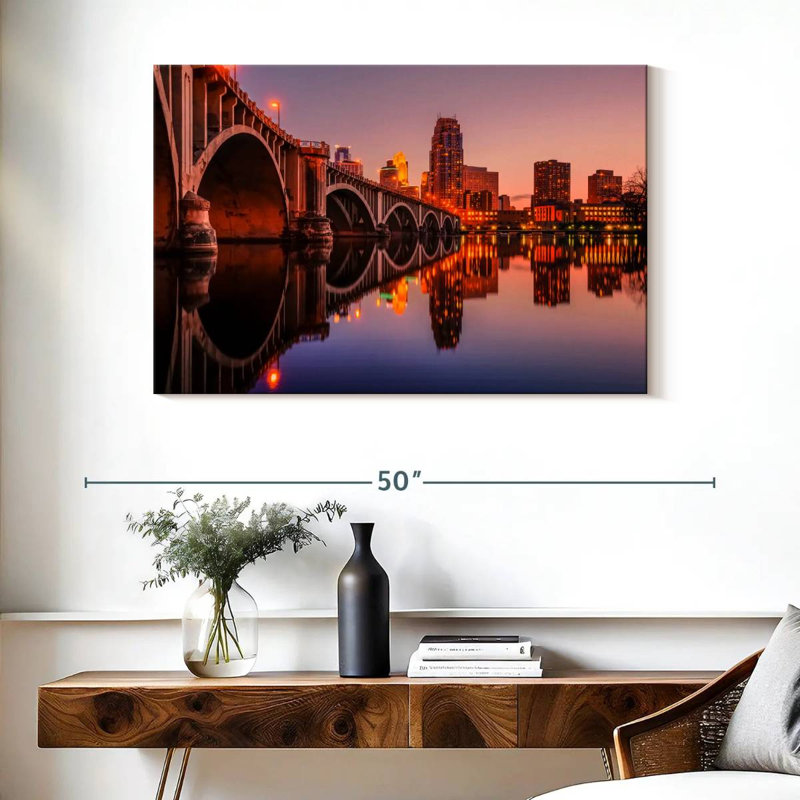 Sirci, Minneapolis, paysage urbain au crépuscule, H 26 po x l 39 po