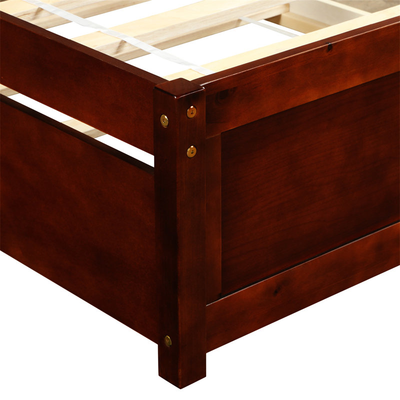 Artra Platform Bed with Headboard, Twin, Walnut, Trundle