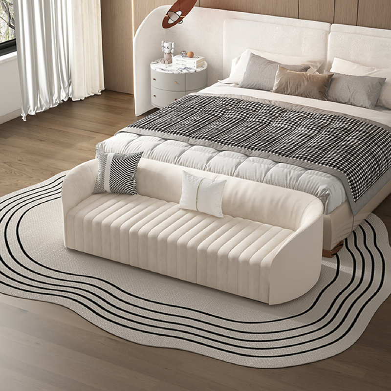 Banc de rangement élégant pour fin de lit, Blanc cassé, Blanc cassé