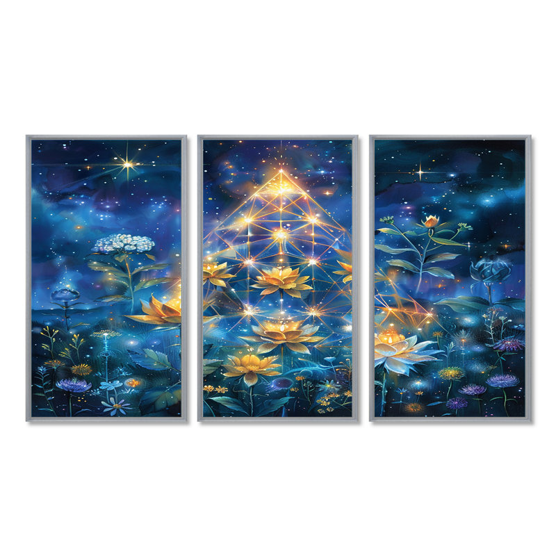 Tierre - Autres plantes et fleurs, ensemble de décorations murales, H 28 po x l 36 po x P 1 po, Encadrement argenté