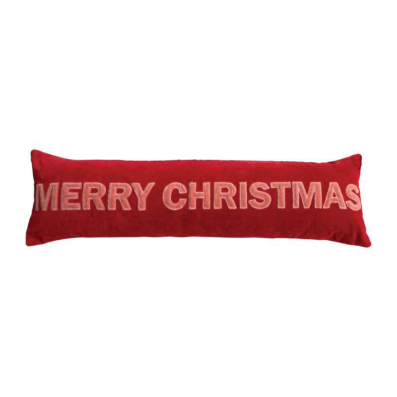 Coussin en velours de coton tissé avec "Merry Christmas"