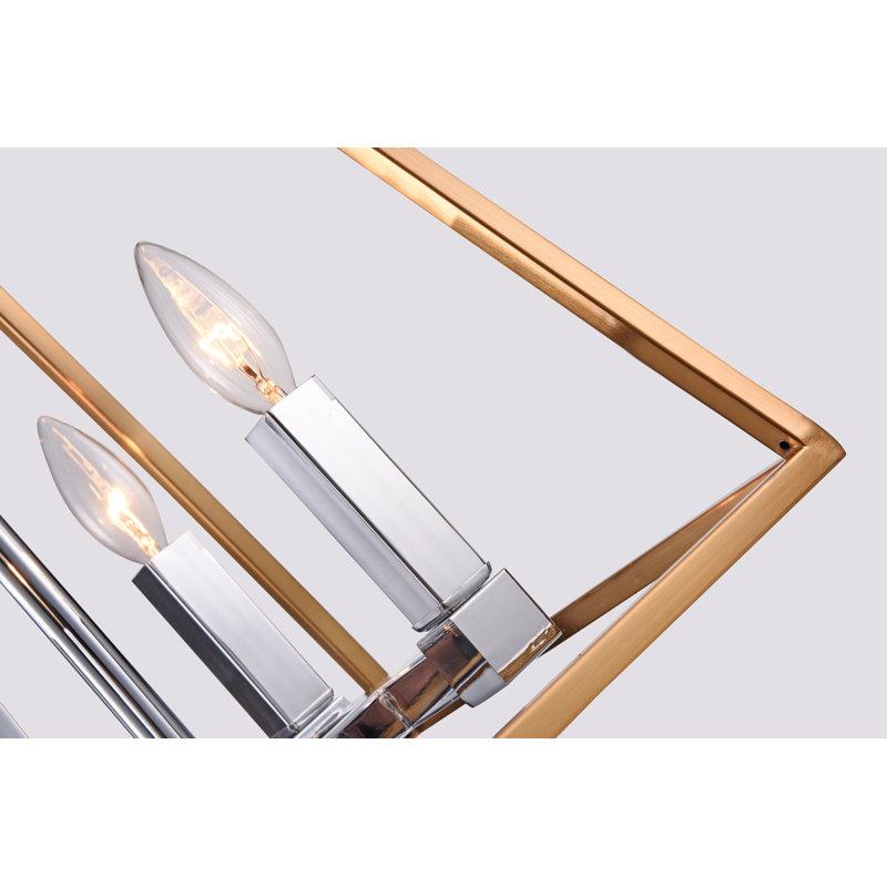 Lustre géométrique à 4 lumières de style bougie Whitnash