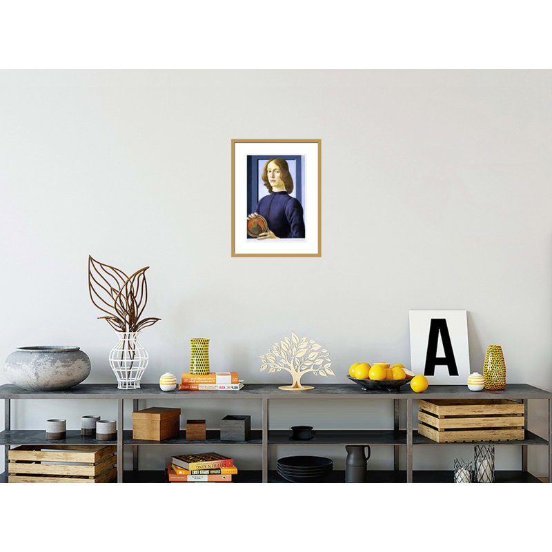 «Portrait of a Young Man» par Sandro Botticelli, impression giclée encadrée, H 21,75 po x l 16,58 po