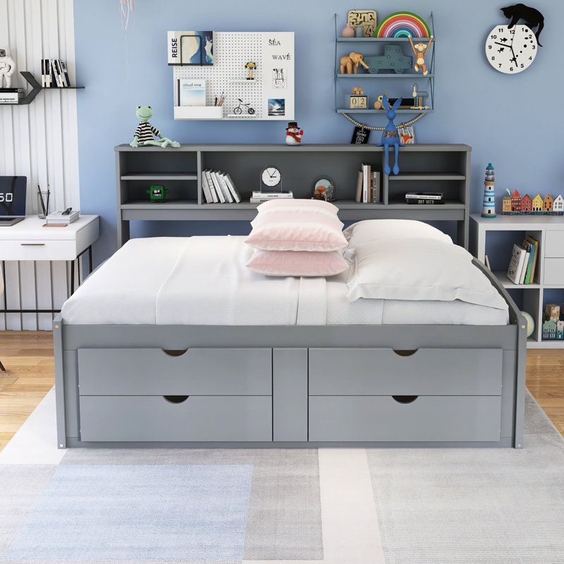 Lits pour enfants en bois pleine grandeur, Gris