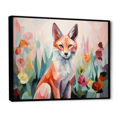 Art mural orange et rose, renard dans un style matte I - Renard