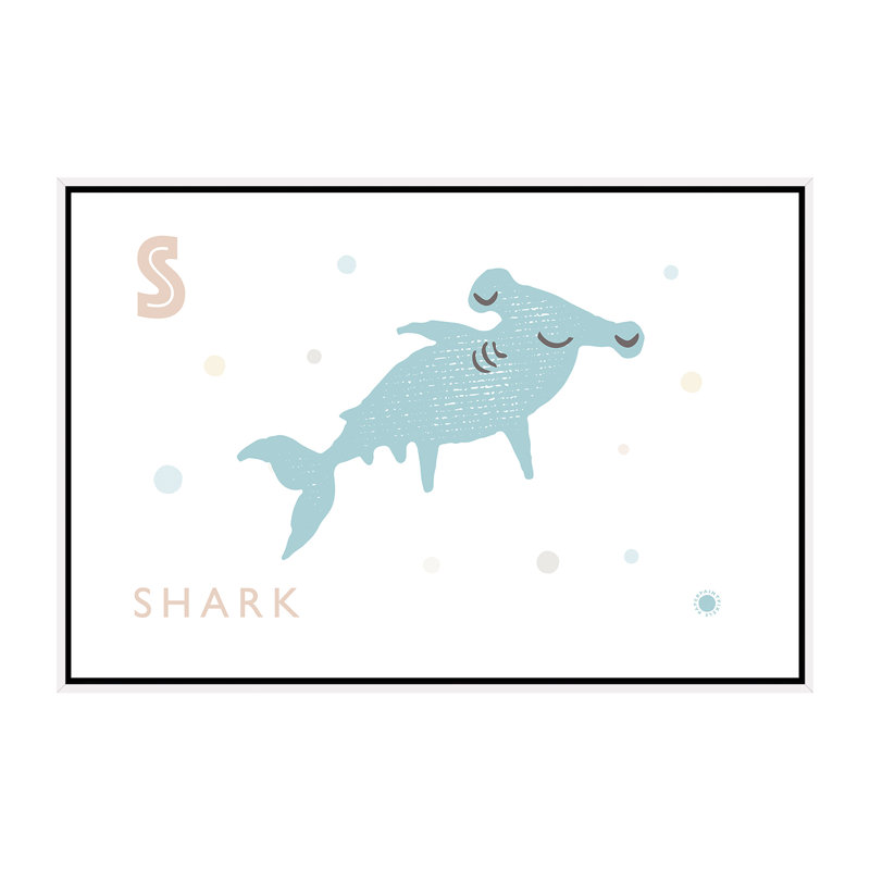 " Shark ", No Mat, 40" H x 60" W x 1.5" D, White Framed Canvas