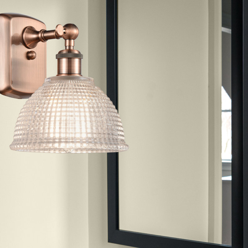 Faxon Armed Sconce, 6 Watt Vinage LED Bulb, Antique Copper