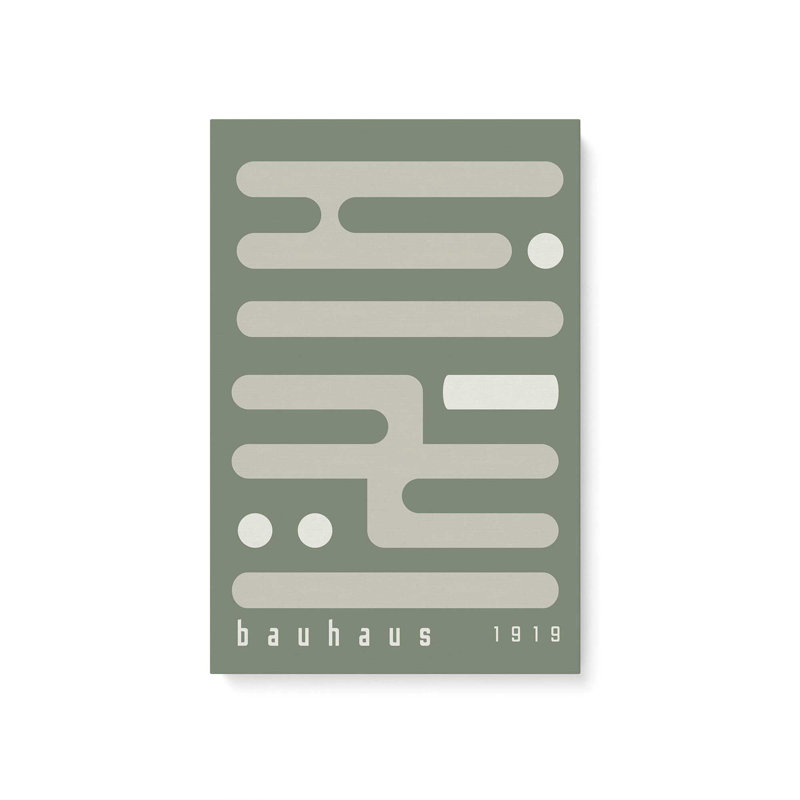 Circuits minimalistes du Bauhaus, H 12 po x l 8 po x P 1,25 po, Vert, Toile tendue