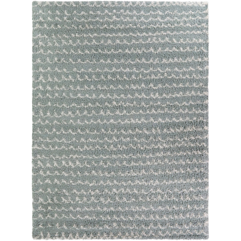 Marcial Light Blue Kids Modern Squiggle Area Rug, 5'3" x 7'