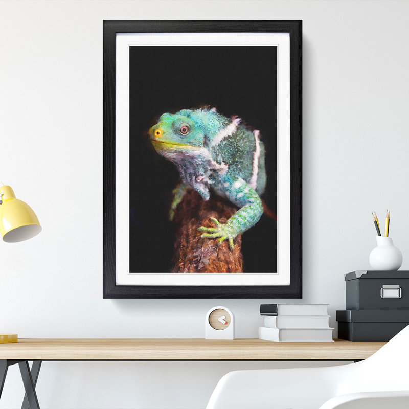 Fiji Iguana - Picture Frame Painting Print, Black Framed, 87cm H x 62cm W x 2cm D