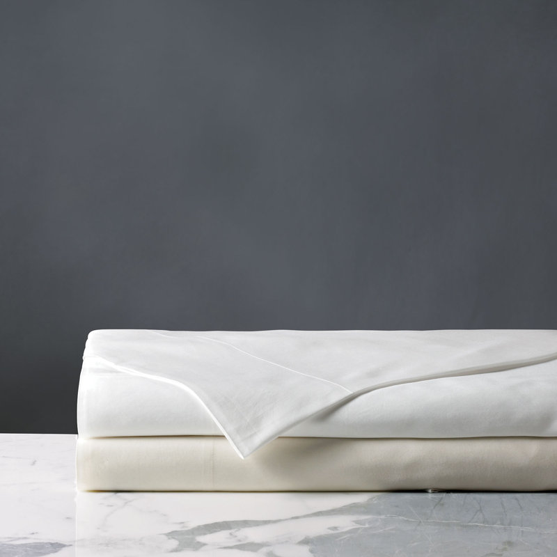Fresco Egyptian Cotton Sateen Flat Sheet, White, Twin Flat Sheet