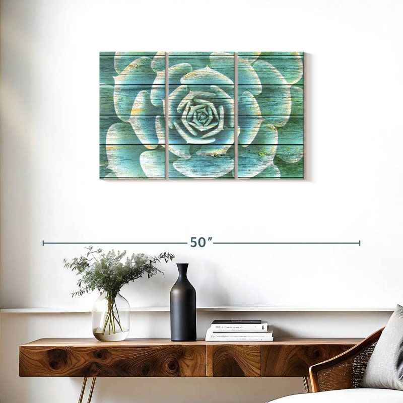 Ensemble de 3 plantes grasses sur toile, H 33 po x l 20 po 