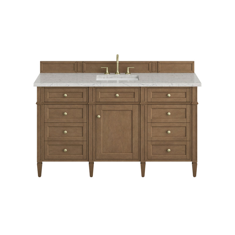 Brittany 60'' W Single Vanity, Black Onyx, Eternal Jasmine Pearl, 8" Widespread