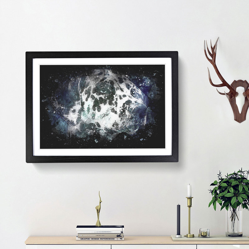 Dalmatian Dog in the Blue - Picture Frame Painting Print, Black Framed, 62cm H x 87cm W x 2cm D