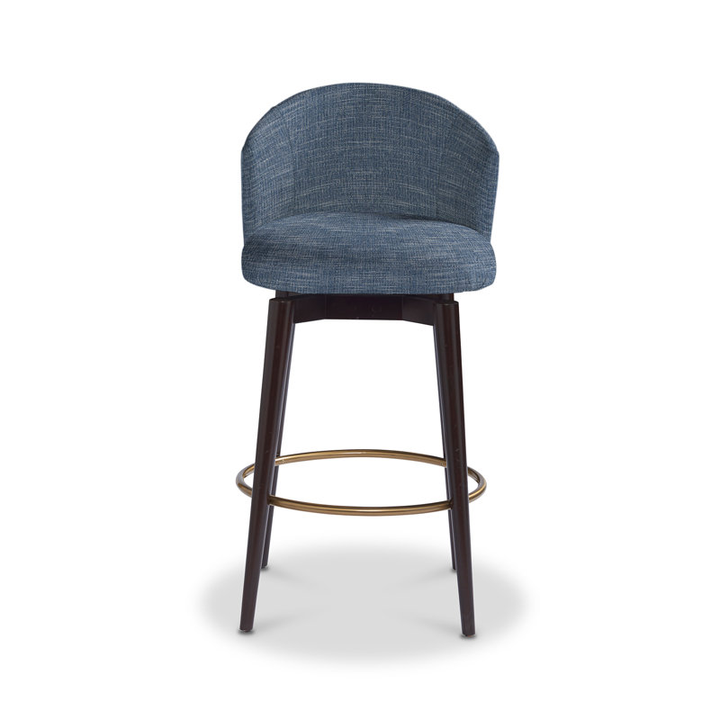 Luna Swivel Upholstered Stool, Bar Stool (31” Seat Height), Moxie Sky, Tuscan Brown