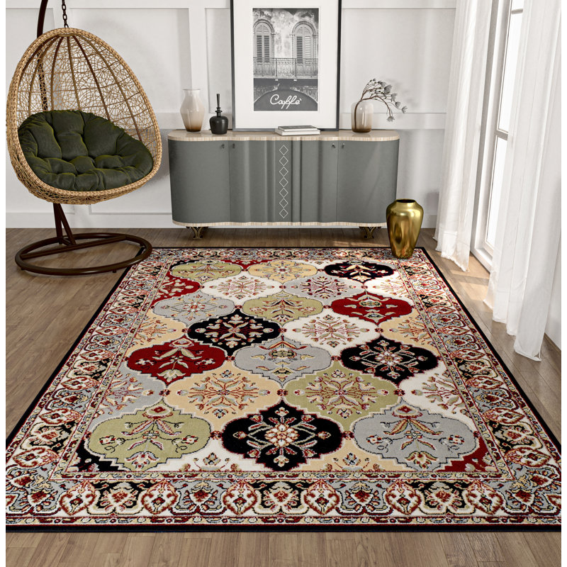 Wool Damask Indoor / Outdoor Rug, Rectangle 2' x 3'
