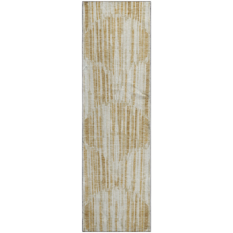 Premium Machine Washable Tweedy Gold Rug, Runner 2'3" x 7'6"