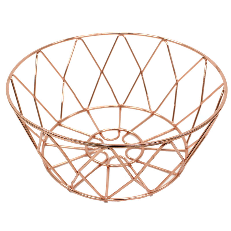 Panier en métal cuivré, H 4,5 po x l 10 po x P 10 po