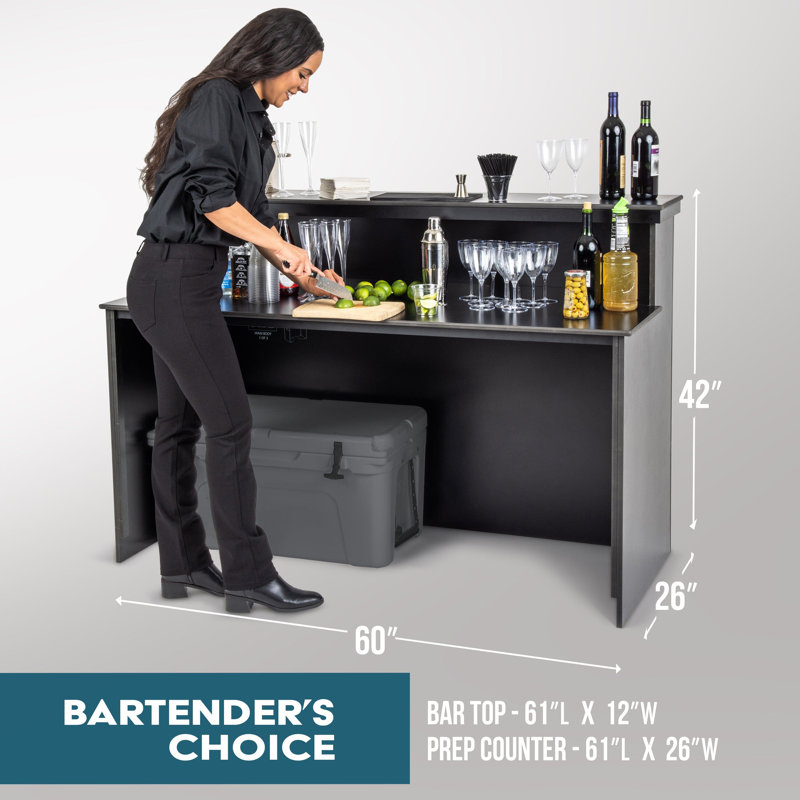 Table de bar GoBar ELITE pour événements - Bois pliable de qualité commerciale - Station de barman mobile, Noir