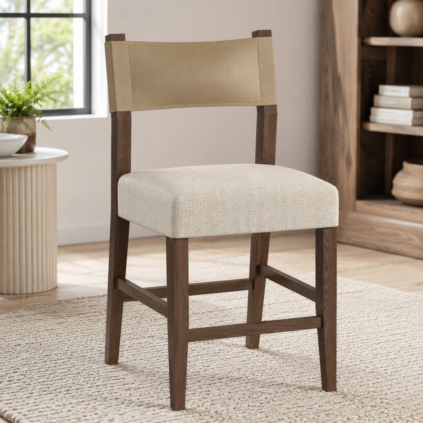 Rustic Bar Stool,Solid Wood Frame