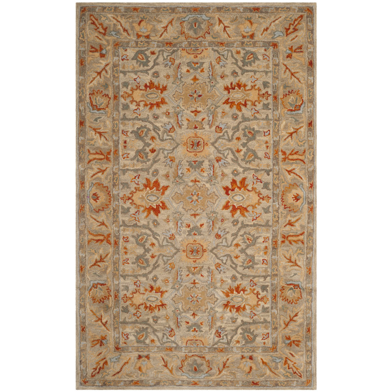 Antiquity Hand-Tufted Beige Area Rug, Rectangle 4' x 6'