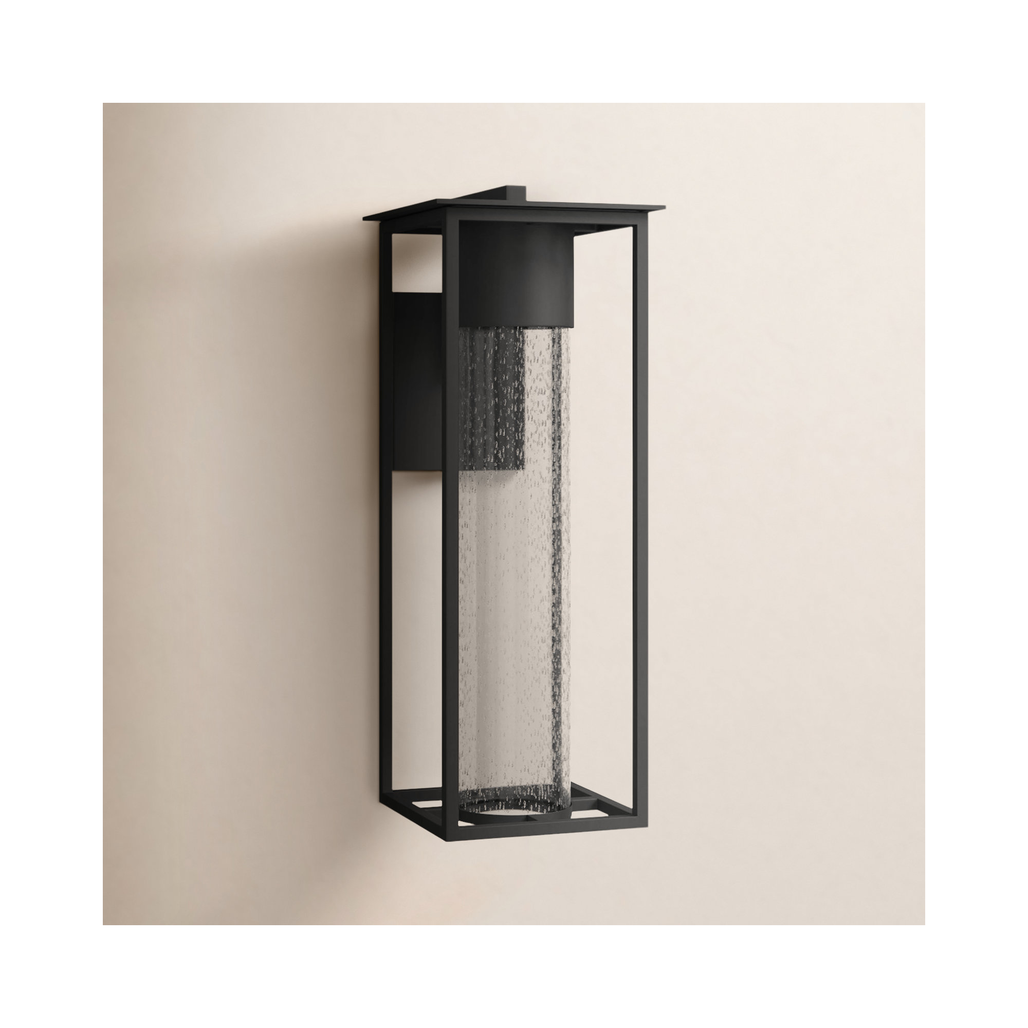 Single Light Outdoor Wall Light, 21.5" H x 8" W x 10" D, Black