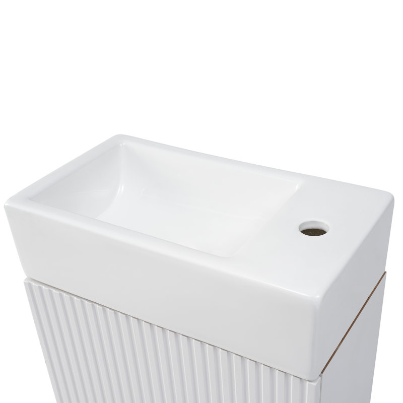 Meuble-lavabo 18,6 po avec lavabo, meuble-lavabo avec tablette à deux niveaux, Blanc