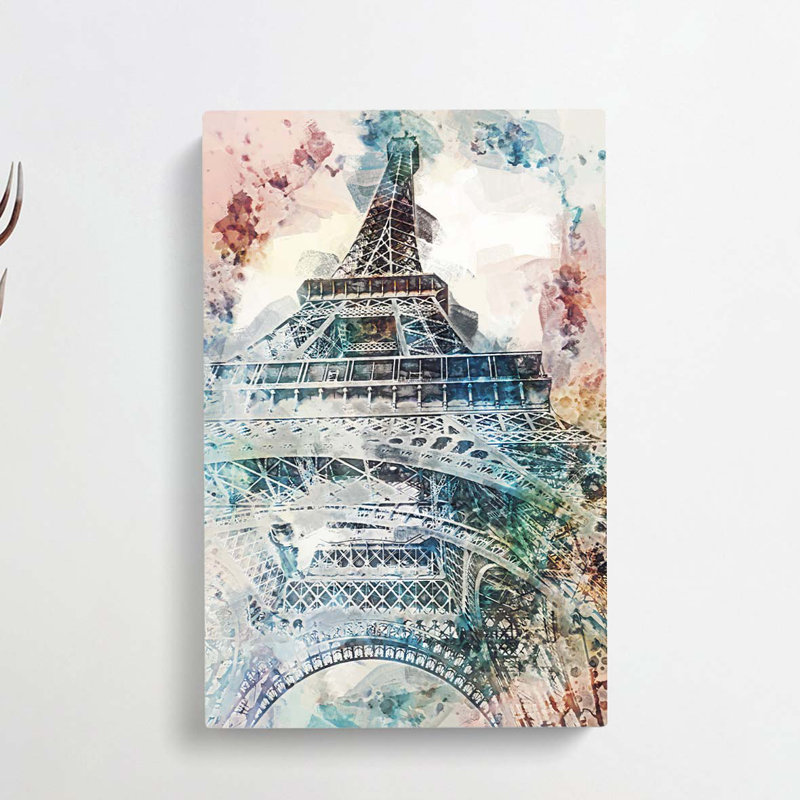 The Eiffel Tower In Paris In Abstract - Wrapped Canvas Painting, 60cm H x 40cm W x 3cm D