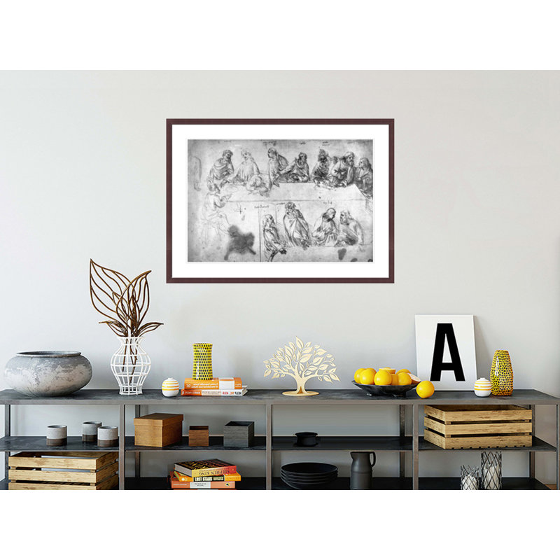 Preparatory drawing for the Last Supper by Leonardo da Vinci -Framed Giclee Print, H 29,95 po x l 41,5 po