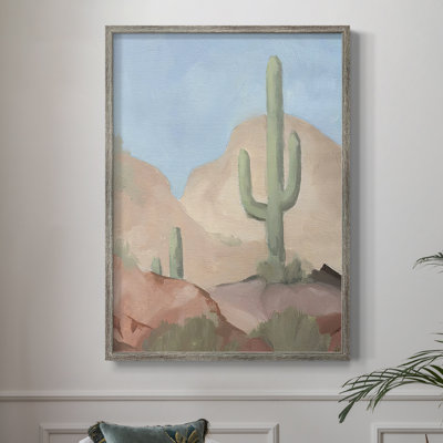 «Sunny Saguaro I», reproduction encadrée - bois massif