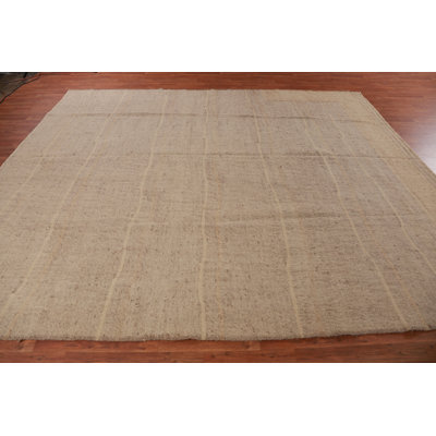 Tapis oriental en terre de jute brun Kilim 9 x 11