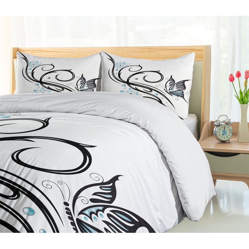 Tattoo Modern & Contemporary Floral Duvet Cover, King