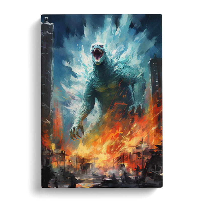 Godzilla Impressionism - No Frame Print, 60cm H x 40cm W x 3cm D