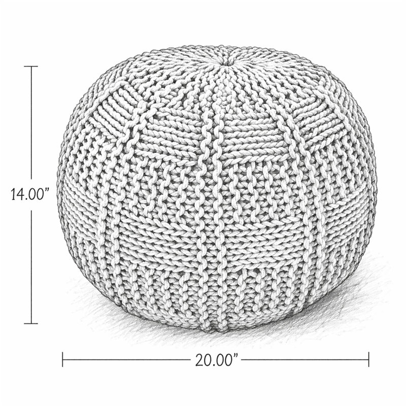 Knitted Cotton 20 X 20 Round Pouf
