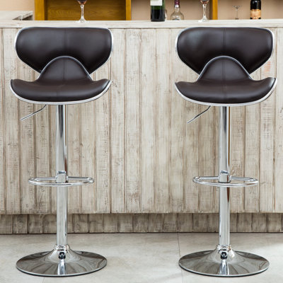 Dark Brown Swivel  2 Pieces . Upholstery, Metal Base. 360 Degree Rotatable With Footrest. Faux Leather Seat Support. 17.75"W X 21.25"D 34"-42.5"H. Simple Assembly Directions Adjustable In Brown,