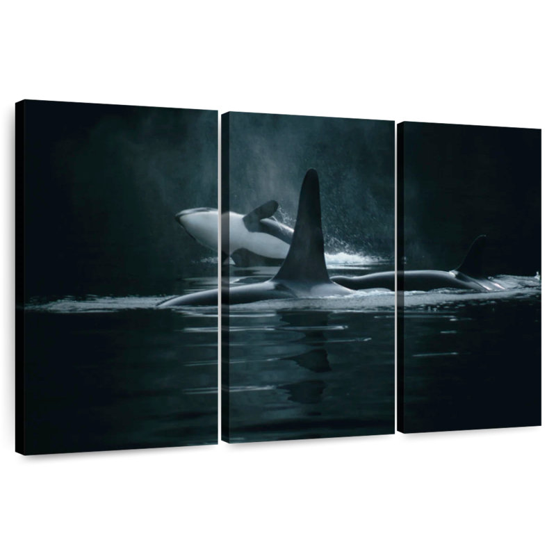 Brampt Swimming Orca Whales, 36" H x 57" W
