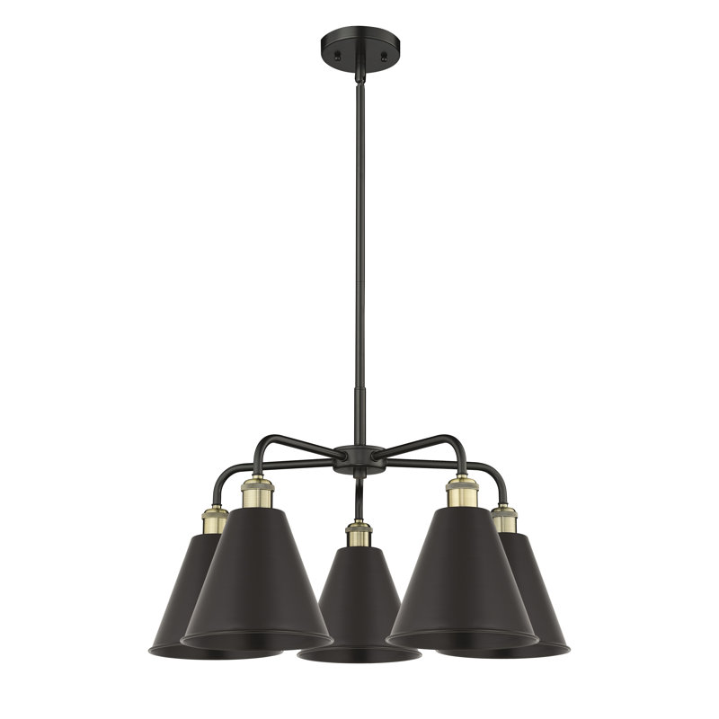 Lustre en cône à 5 lumières Allare Cone, Noir/laiton antique