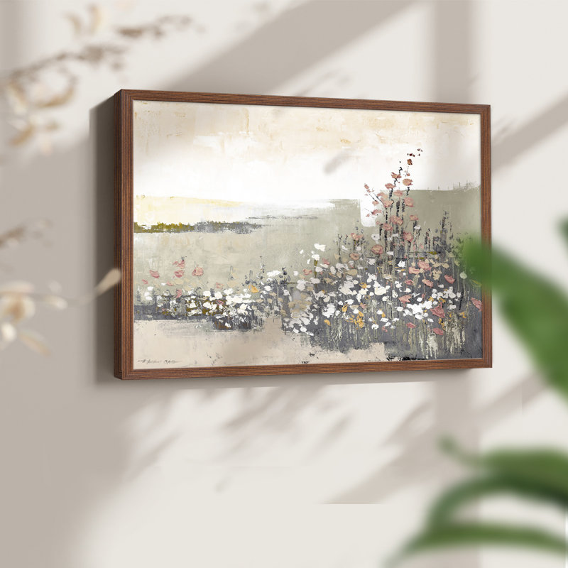 Soft Mordern Field - Reproduction encadrée - Restickable, H 11 po x l 14 po, Noyer