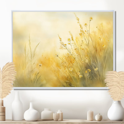 «Golden Prairie Wildflowers Light II - Yellow Meadow», art mural encadré